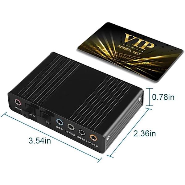 USB 2.0 Extern Ljudkort 6 Kanaler 5.1 Surround Optisk S/PDIF Ljudkort Adapter för PC Laptop Inspelning
