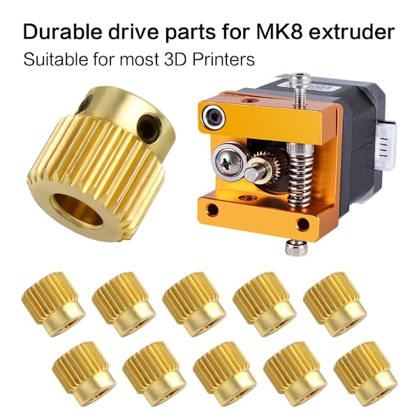 Effektivt drivhjul för 3D-skrivare, lättinstallerat extruderhjul, mässingsextruderhjul kompatibelt med Ender 3, Ender 3 Pro och andra