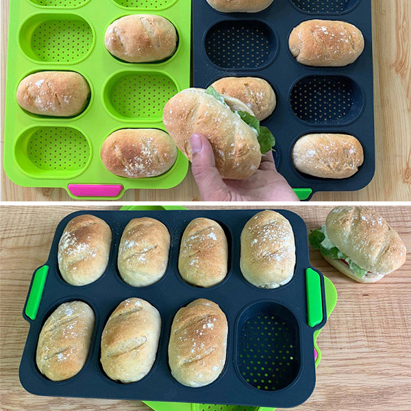 Mini Baguette Bakplåt Brödform Silikon Icke-Klebrig Brödplåt, Djupblå