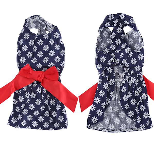 Prinsessklänning för små hundraser, fjärilsrosett, blomstermönster med prästkragar, ventilerande meshdesign, elegant utseende, speciell design för tikar