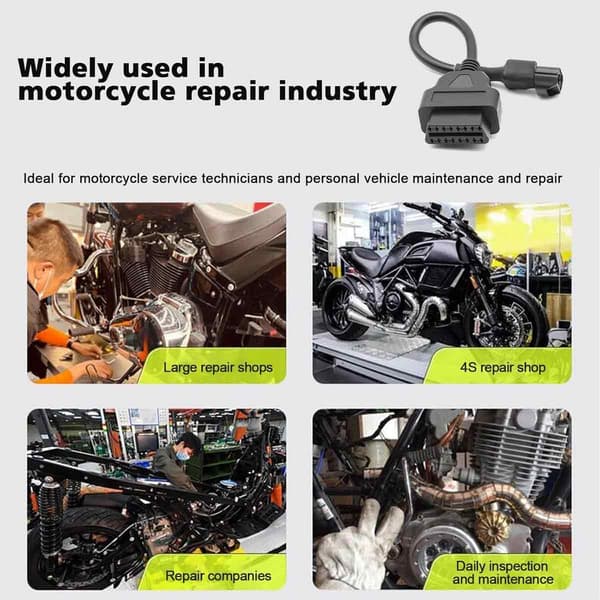 Diagnostisk adapter til KYMCO motorcykel, holdbart design plug and play fejlkodelæsning OBD2 diagnostisk kabel dataoverførsel køretøjsinterface