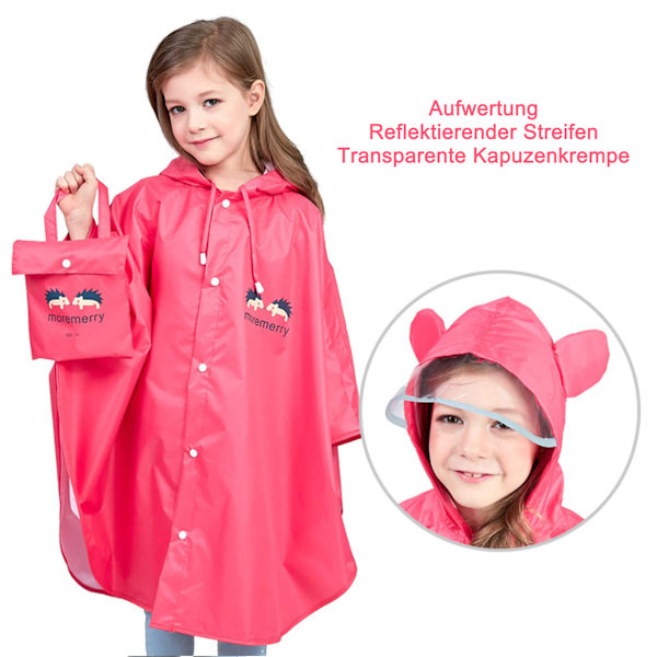 Regnponcho Barn Regnkappa Flickor Pojkar 100% Vattentät Bärbar Hopvikbar Regnrock Barn Regnponcho Cykel med Förvaringsväska Regnjacka Barn Vattentät