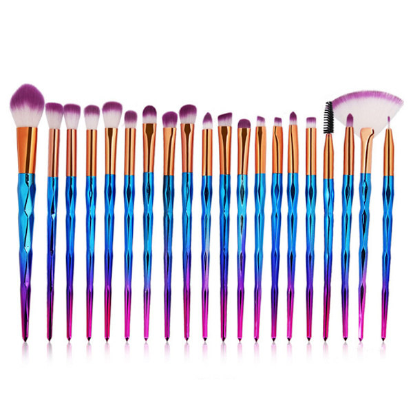Sminkborste Set Eyeliner Fransar Läppar Kosmetika Verktyg Kit 20 st Grön
