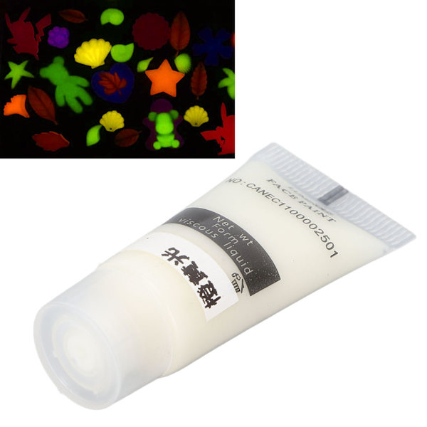 Handmålad fluorescerande färg vattenbaserad lysande pigmentfärg lyser i mörkret 10g orange gul