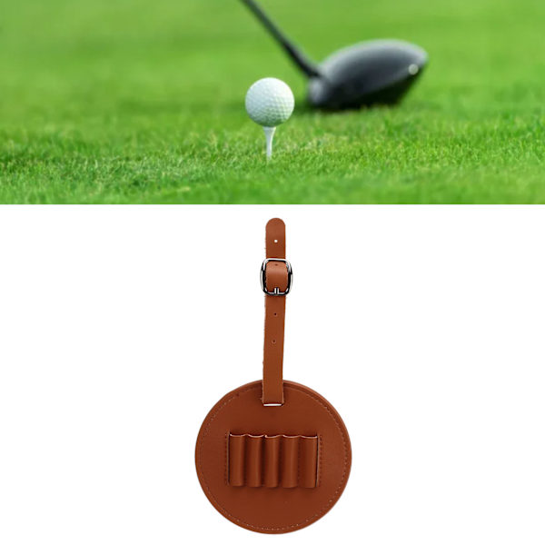 Golf Tee Hållare Organizer Bärbar PU Läder Golf Tee Förvaringsväska för Golfare Män Kvinnor Brun