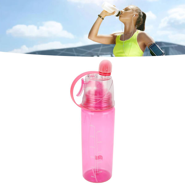 Vattensprayflaska Genomskinlig Skala Stor Kapacitet Plastflaska för Sport Vandring Picknick Rosa
