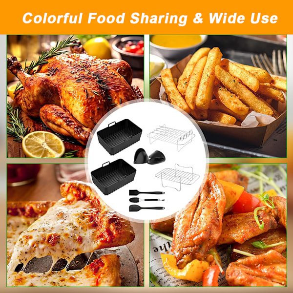 Tillbehör för dubbla korgar fritöser, set om 9 passar för Dual Air Fryer AF451UK AF500UK
