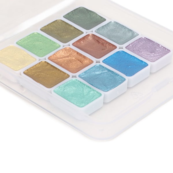 Vattenfärg Set Bärbar Ekologisk Glitter Metallic Solid Vattenfärg Set för Konstnärlig Kalligrafi Målning