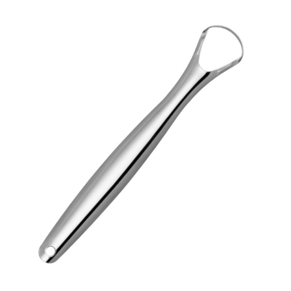 Tungskrapa för vuxna, reducerar dålig andedräkt, bekvämt grepp, rengörare i rostfritt stål, ergonomiskt utformad för daglig munvård, silver (1 st)