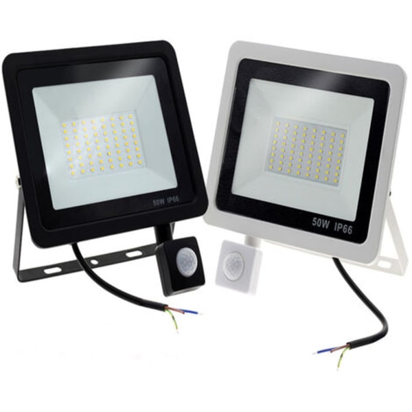 50W LED-strålkastare för utomhusbruk med rörelsesensor, 5000LM superljus LED-strålkastare för utomhusbruk, 6500K kallvit LED-strålkastare, IP66 vattentät säkerhetslampa