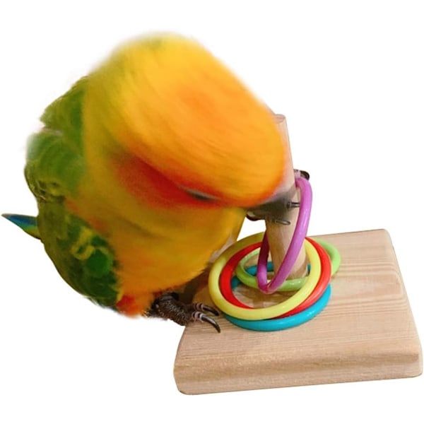 Papegojtrick Bordsleksaker, Naturliga Material Träningsring i Trä för Conures och Undulater