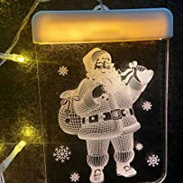 Jul Dekorativ 3D Akryl Nyhet Hängande LED Gardin Slinga, Lasergraverade Mönster med USB för Inomhus Utomhus Juldekorationer