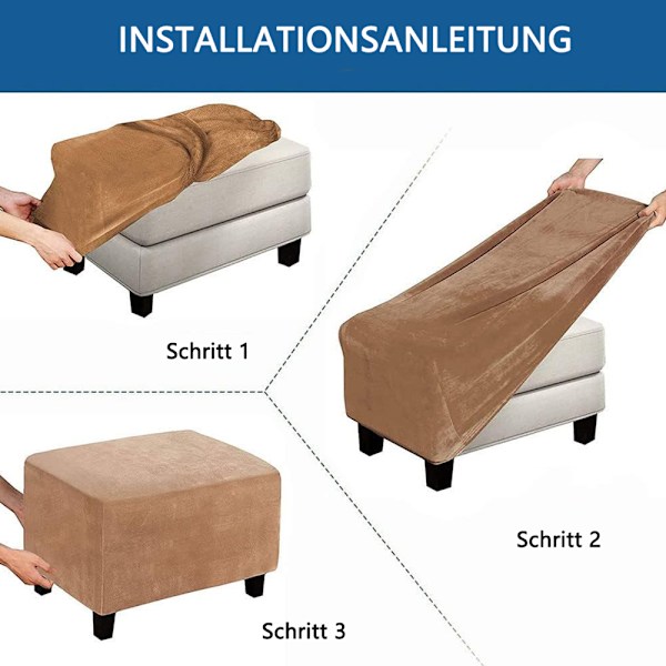 Ottomansk skyddande överdrag, pallöverdrag, pallöverdrag för fotpall, rektangulärt, stretchöverdrag, ottomansk överdrag, pallskydd, tvättbart pallöverdrag