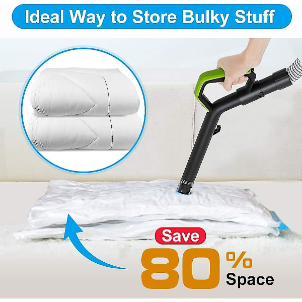 Vakuumförpackningsväskor 10 stycken 100x80cm 80x60cm Förvaringsväskor Resevakuum Återanvändbara Klädväskor för Kläder, Täcken, Sängkläder, Kuddar
