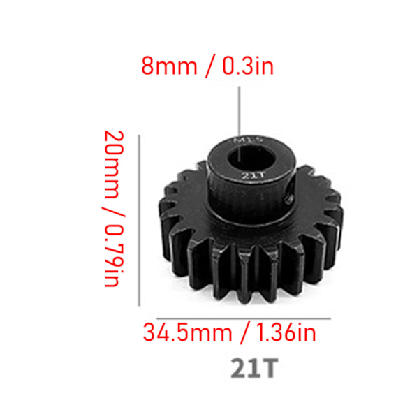 M1.5 RC-bilväxel med M5-setet skruv 8 mm håldiameter RC-bilmotorväxelsats för TRAXXAS 6S 8S 1/5 21T