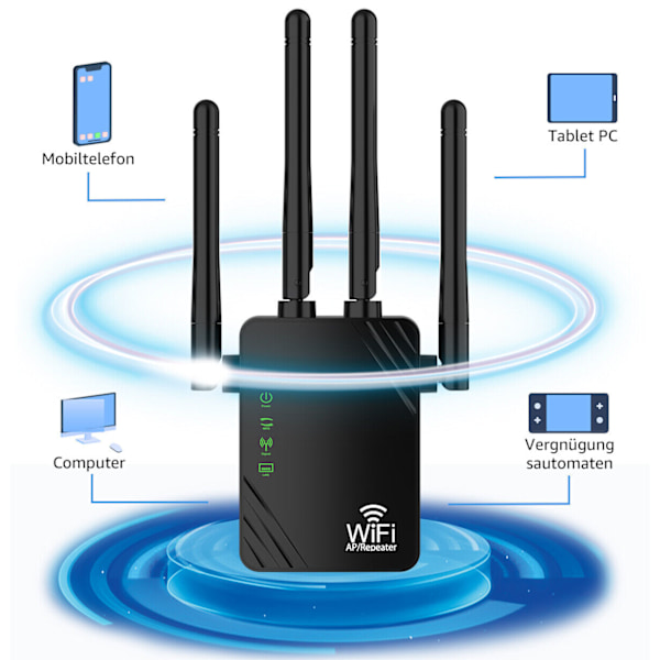 WLAN Repeater Router Räckvidd Wifi Signal Förstärkare Accesspunkt Booster 1200Mbps