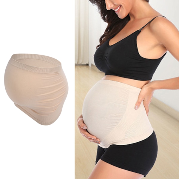 Maternity Belly Belt Andningsbar Elastisk Mjuk Graviditetsbälte Ryggstöd Bandage för Gravida Kvinnor Hudfärg M