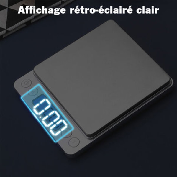 Digital Gram Våg 500g 0.01g Mat Våg Hög Precision Kök Våg Multifunktionell Rostfritt Stål Fick Våg med Bakgrundsbelyst LCD-skärm Tare PCS