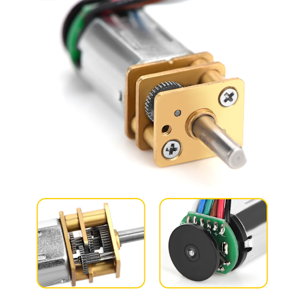 DC6V 2W GBMQ-GM12BY20 Växelmotor med Magnetisk Kodad Skiva Hall-givare (6V 60RPM)