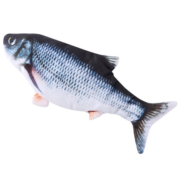 Realistisk Kattsparkleksak, Interaktiv Floppy Fish-design, USB-uppladdningsbar Beröringskänslig Plysch för Katter och Hundar, Husdjursunderhållning (Ren Bomull