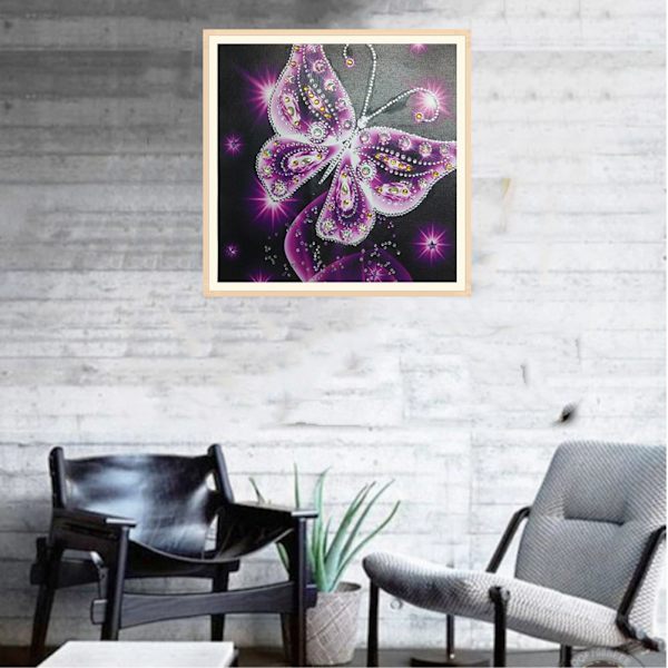 DIY Diamantmålning Kristall Rhinestone Broderi Konst Färgglad Hemrum Dekor (Fjäril 3)