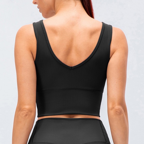 Vändbar sport-bh vadderade crop linne för kvinnor Workout Yoga