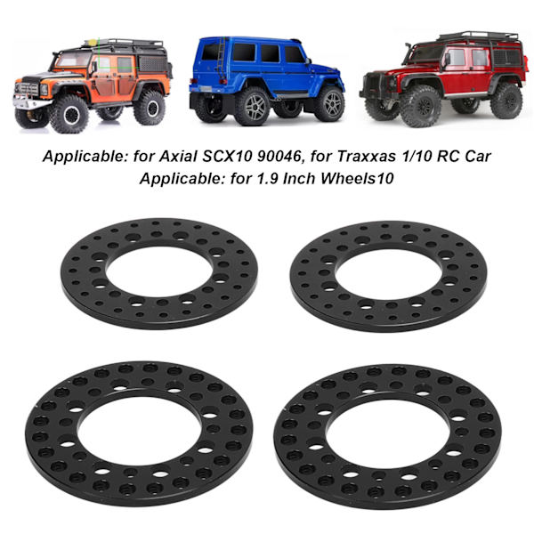 4 st 1,9 tum hjul yttre pärllåsring aluminiumlegering återanvändbar RC-tillbehör för Traxxas 1/10 RC-bil svart