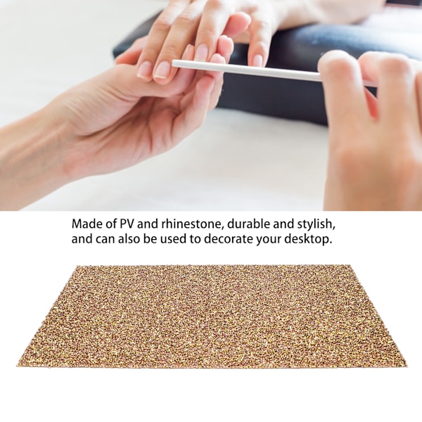 Nagelhandstödsplatta Glitter Manikyr Konstbordsmatta Arm Skrivbordsunderlägg för Nagelkonst Kudde Guld