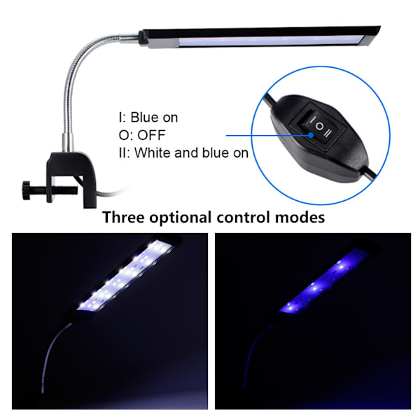 7W 18-LED fiskakvarium klämma på ljus hög ljusstyrka klämma akvarielampa 100-240VEU plugg 100-240V