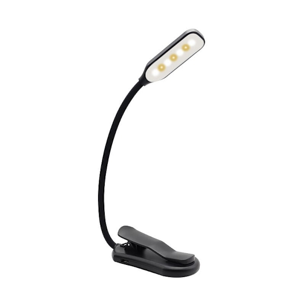 Uppladdningsbar läslampa, 9 LED läslampa klämlampa, steglös dimning och 3 ögonskyddslägen (kall och varm vit), 360° flexibel hals,