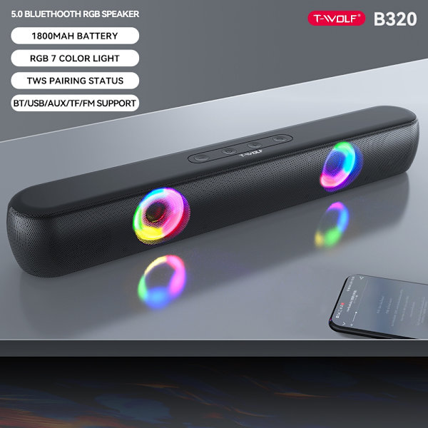 BT320 Trådlös Bluetooth RGB Luminous Desktop Bar Högtalare