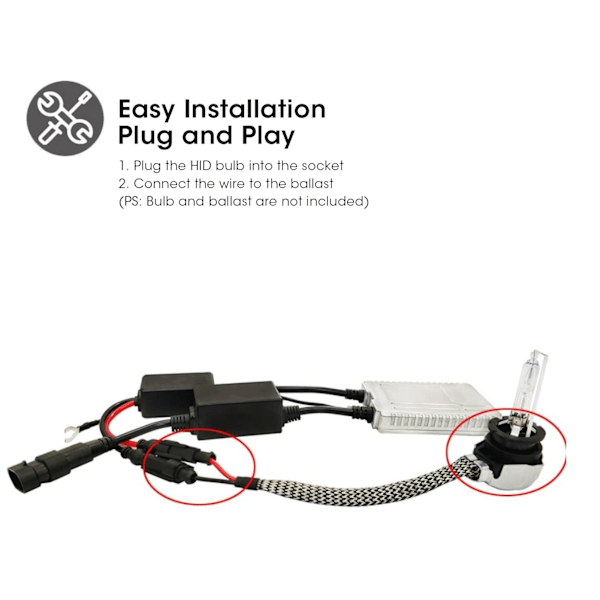 2 st Lamphållaradapterkabel Socket Connector Converter för Xenon HID-lampa D2S/D4S Ballaster