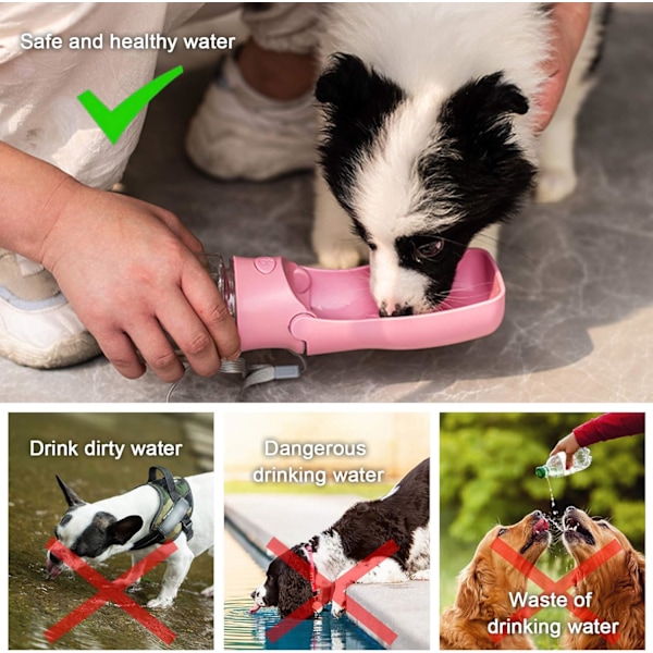 Pet Water Buddy, Portabel Vattendispenser för Husdjur med Stor Skål, Läcksäker, för Utomhusäventyr (12oz/350ml)