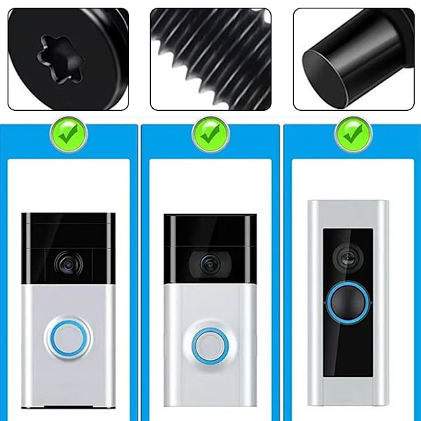 44 st Ring Doorbell ersättningsskruvmejselset, 4 st skruvmejselbitset dubbelsidig T6 & T15 Torx, 40 st dörrklockskruvar med plastlåda för