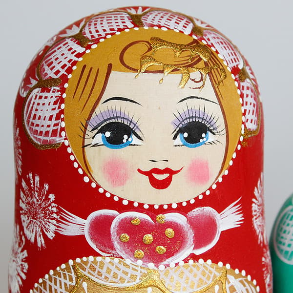 Rysk Matryoshka-docka, 10 delar ryska häckande dockor, trä