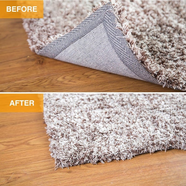 Förpackning med 4 bitar mattgripare Halkfri, tvättbar mattgripare 4 $ Förpackning med anti-curling anti-slip matta 4 $ förpackning vit fyrkantig matta