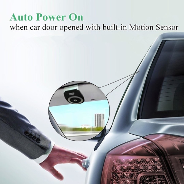 Auto Power ON Bil Handsfree, Visor Bilsats med Inbyggd Rörelsesensor, GPS/Musik/Handsfree/ 2 Telefoner Samtidigt