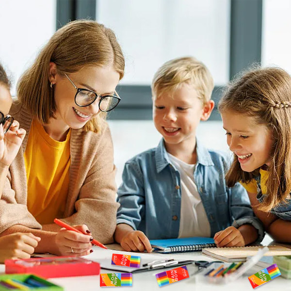 4-pack regnbågsfärgade 2B-suddgummin, mjuka suddgummin, suddgummin för skolan, miniradergummin, suddgummin för skolan, skissrum, kontor, konst,