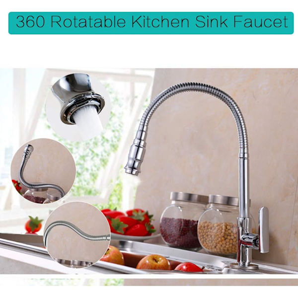 360 graders roterande munstycke Pull Down flexibel spraykökskran Bassäng kallt vatten kran krompläterat rostfritt stål badrum kök diskho kran