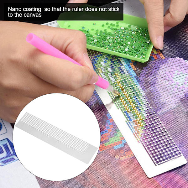 Diamantmålning Linjal DIY Handgjord 5D Rostfritt Stål Broderi 400 Hål Prickning