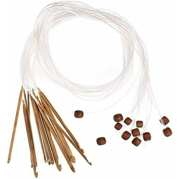 Virka nålar 12 st bambu cirkulära nålar, bambu stickningsverktyg set