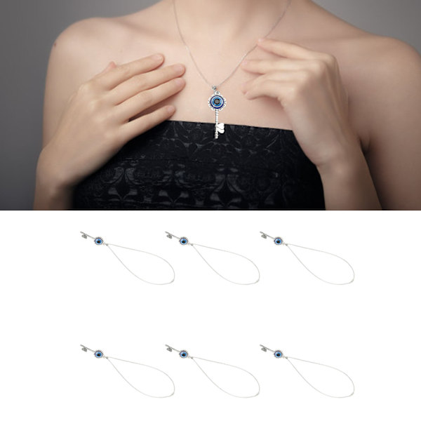 6PCS Evil Eye Halsband Nyckelform Lycka Blå Öga Halsband Elegant Charmiga Legeringar Glas Halsband Evil Eye för Välsignelse