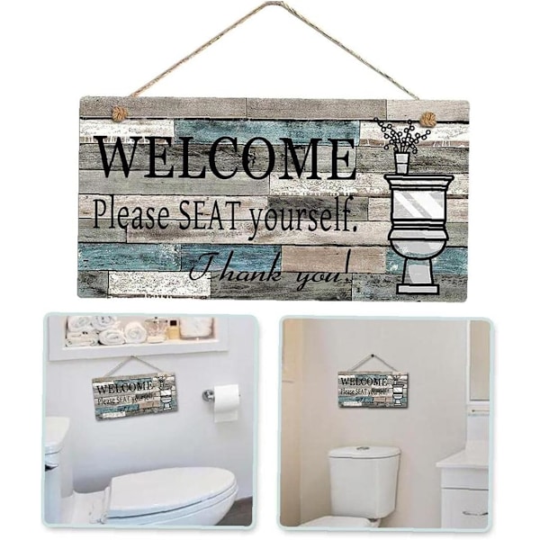 Canvas Väggdekor för Badrum, Rolig Badrumsskylt, Vattentätt Material av Massivt Trä Högupplöst Giclée-tryck Stilfull Gåva till Din Bondgård