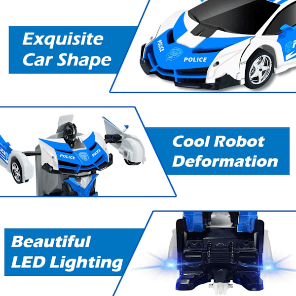 Fjärrkontroll Transformerbil Robot Leksaker för Pojkar med Ljus RC Bil 2.4Ghz 1:18 Uppladdningsbar 360° Roterande Racerbil Födelsedagspresenter Leksaker för Barn Pojkar