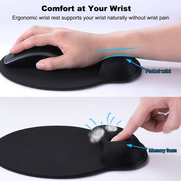 Memory Foam Musemåtte, Ergonomisk Design Støtter Dit Håndled til Lille Sort Måtte med Super Fineste Overflade, Kompatibel med De Fleste Computere & Mus,