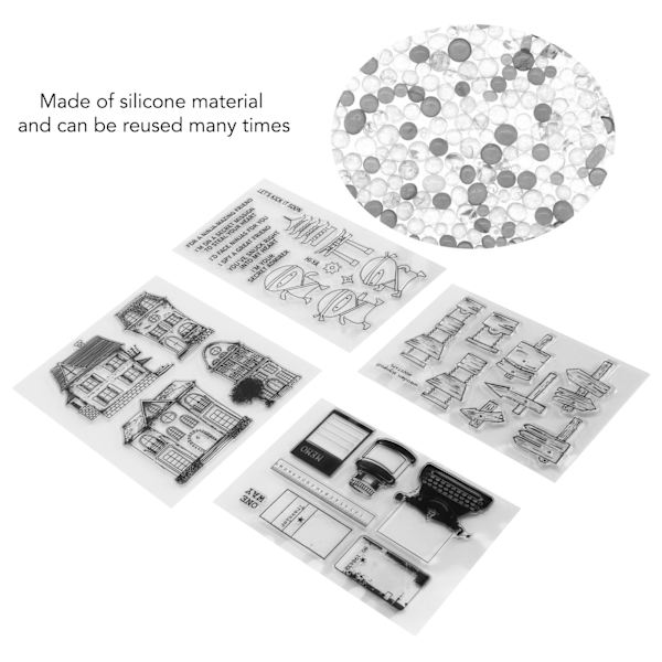 4 ark byggnad silikon tätning klar utsökt dekorativ prägling för DIY Scrapbook papper kort fotoalbum
