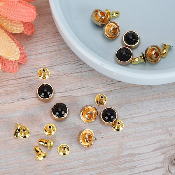 100 set färgade kristallnitar 8MM DIY zinklegeringsdekorationsspikar för bagage kläder skorSvart