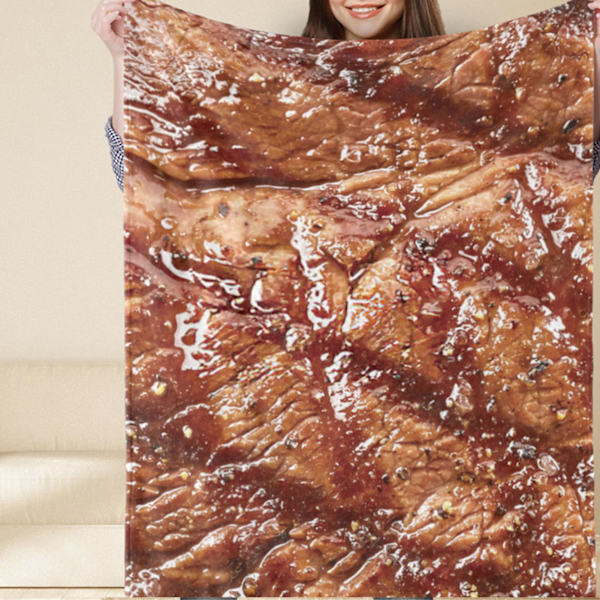 Mjuk filt med tydligt matfototryck, hudvänlig polyester, rolig för hem, sovrum, kontor, utomhus 150x200cm / 59.1x78.7in