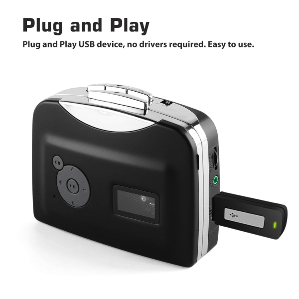 Bärbar kassett till MP3-omvandlare, USB-kassett ljudmusikspelare band till MP3-omvandlare - Walkman kassettspelare inspelare med 3,5 mm hörlurar