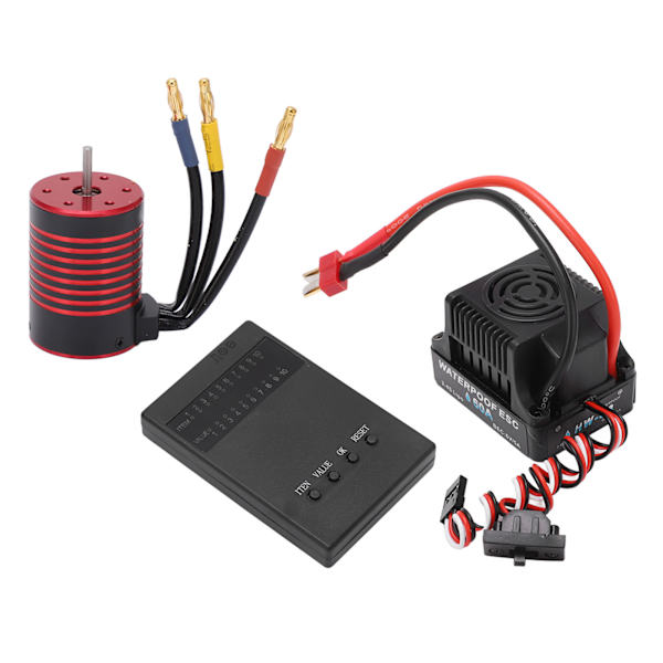 Borstlös motor ESC-kit Vattentät 3650 Borstlös motor 60A ESC Programmeringskort Set för 1/10 RC Bil 2300KV